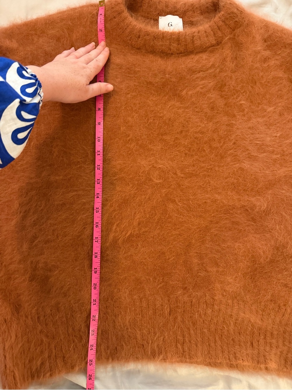 G. By Goop Burnt Orange Angora Oversized Sweater Size Medium Cozy Quiet Luxury - Picture 11 of 11